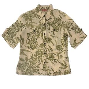 OSCAR By OSCAR De La RENTA Woman's 100% Linen Button Down Shirt Size L